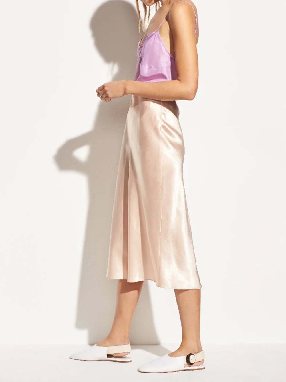 NWT Vince Satin Midi Slip Skirt in Lychee Size S $265 See Matching Flats! - Picture 4 of 15